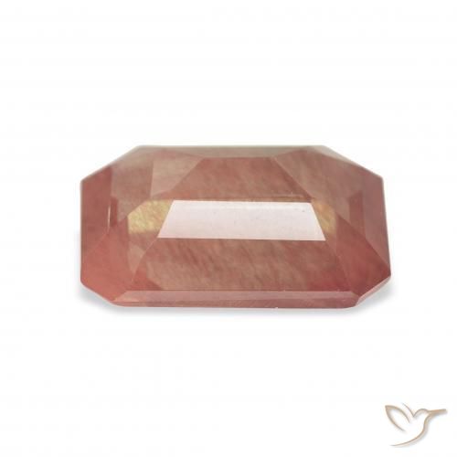 Labradorita andesina Laranja Avermelhado Pálido Natural 3.85ct, Corte Octógono / Esmeralda, Transparente