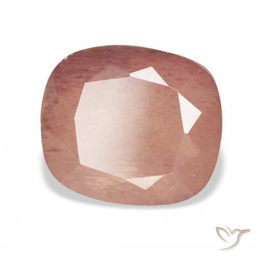 Labradorita andesina Rosa Alaranjado Natural 5.25ct, Almofada, Transparente