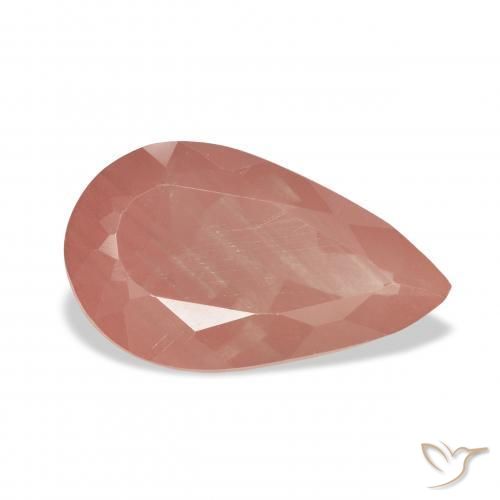 Labradorita andesina Rosa Alaranjado Natural 3.75ct, Formato de pêra, Transparente