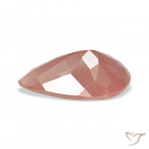 Labradorita andesina Rosa Alaranjado Natural 3.75ct, Formato de pêra, Transparente