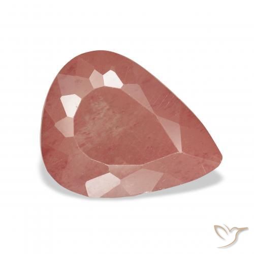 Labradorita andesina Rosa Alaranjado Natural 5.01ct, Formato de pêra, Transparente