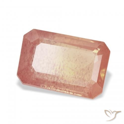 Labradorita andesina Laranja Avermelhado Claro Natural 2.68ct, Corte Octógono / Esmeralda, Transparente