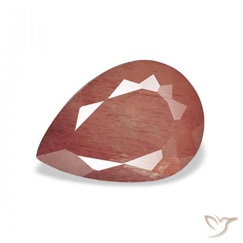 3.04ct vermelho médio Labradorita andesina, Formato de pêra, Transparente