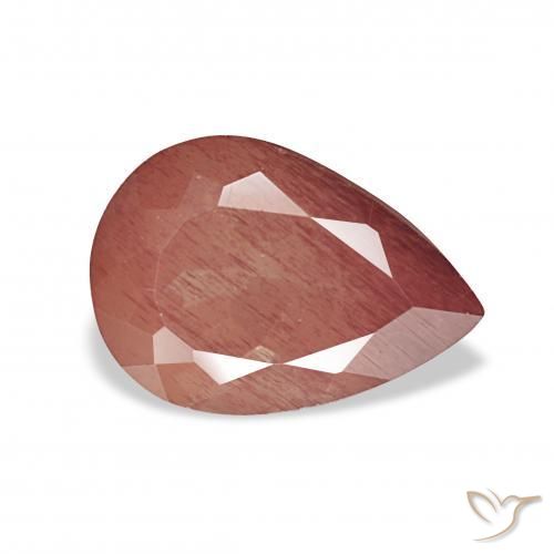 Labradorita andesina vermelho médio Natural 3.04ct, Formato de pêra, Transparente