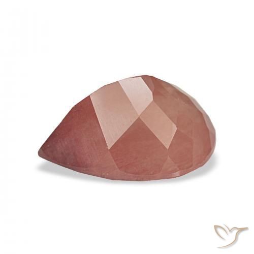 Labradorita andesina vermelho médio Natural 3.04ct, Formato de pêra, Transparente