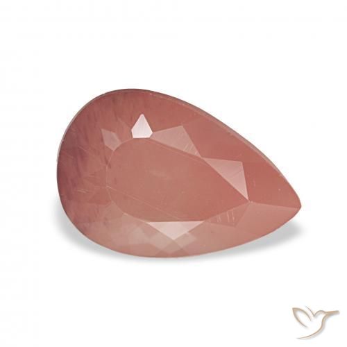 Labradorita andesina rosa médio Natural 1.86ct, Formato de pêra, Transparente