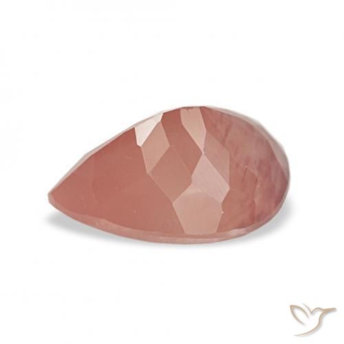 Labradorita andesina rosa médio Natural 1.86ct, Formato de pêra, Transparente