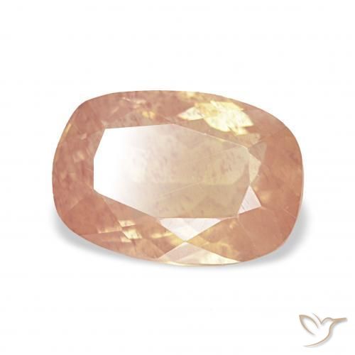Labradorita andesina Laranja Pêssego Claro Natural 2.53ct, Almofada, Transparente