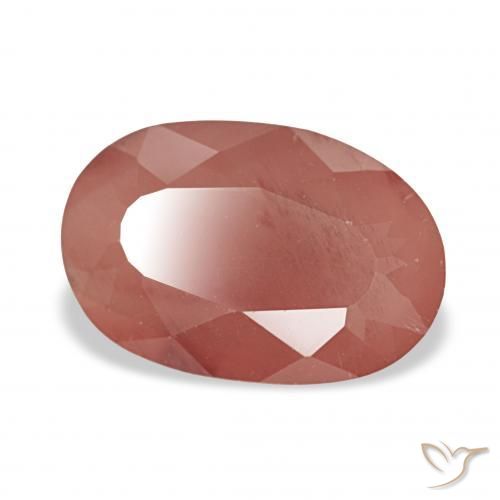 Labradorita andesina Laranja Avermelhado Pálido Natural 2.84ct, oval, Translúcido