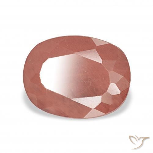 Labradorita andesina Laranja Avermelhado Pálido Natural 2.60ct, Almofada, Translúcido