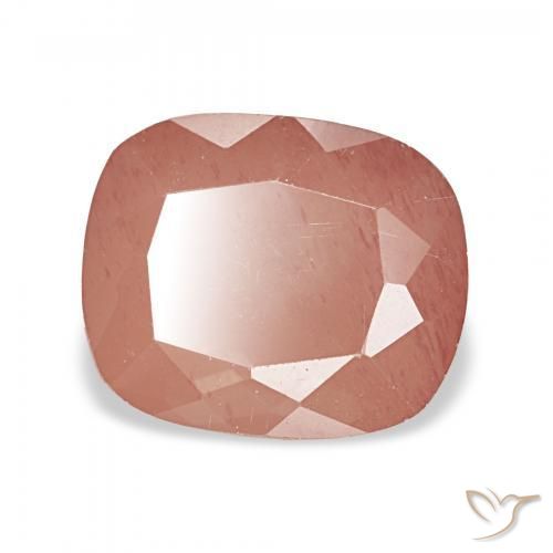 Labradorita andesina Laranja Avermelhado Pálido Natural 3.14ct, Almofada, Transparente