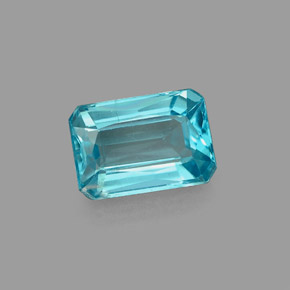 Apatita azul natural 1,19ct, corte esmeralda, VS