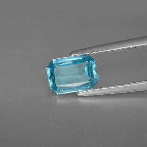 Apatita azul natural 1,11ct, corte esmeralda, VS