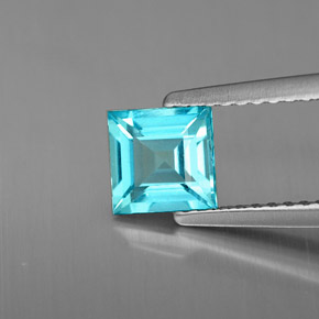 Apatita azul natural 0,81ct, quadrado, VS