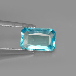 Apatita azul natural 1,50ct, corte esmeralda, VS