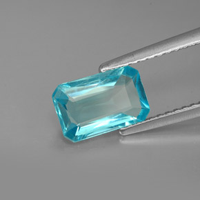 Apatita azul natural 1,50ct, corte esmeralda, VS