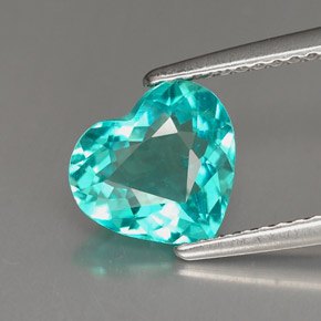 Apatita azul natural 1,67ct, formato de coração, VS