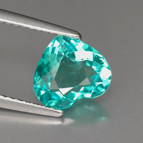 Apatita azul natural 1,67ct, formato de coração, VS