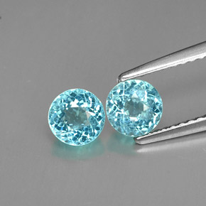 Pedras preciosas de apatita azul natural de  ct, corte redondo, VS
