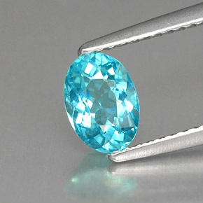 Apatita azul natural 0,89ct, corte oval, VVS-VS