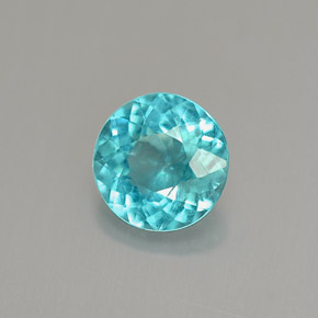 Apatita azul natural 0,91ct, corte redondo, VS