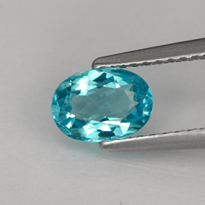 Apatita azul natural 0,88ct, corte oval, VS