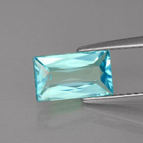 Apatita azul natural 1,40ct, baguete, VS