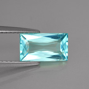 Apatita azul natural 1,40ct, baguete, VS