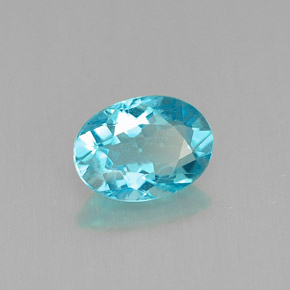 Apatita azul natural 0,88ct, corte oval, VS