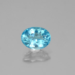 Apatita azul natural 0,96ct, corte oval, VS
