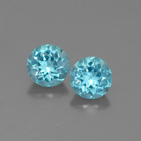 Pedras preciosas de apatita azul natural de  ct, corte redondo, VS
