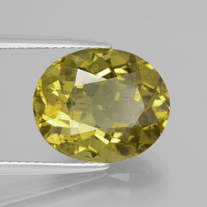 Apatita Verde Dourado Natural 7.06ct, Corte Oval, VS-SI