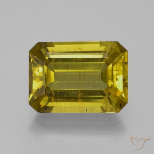 8.07ct Natural Amarelo acastanhado Apatita, Corte Esmeralda, SI