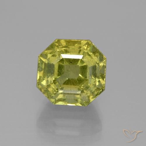 7.77ct Natural Verde amarelo Apatita, Corte Esmeralda, VS-SI