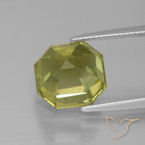 Apatita Verde amarelo Natural 7.77ct, Corte Octógono / Esmeralda, VS-SI