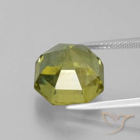 Apatita Verde Terroso Quente Natural 12.42ct, Corte Octógono / Esmeralda, SI