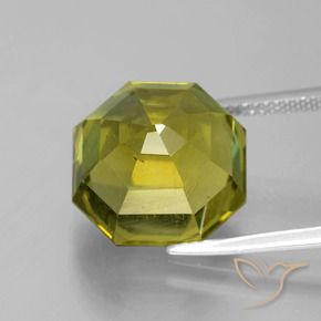 Apatita Verde Terroso Quente Natural 15.17ct, Corte Octógono / Esmeralda, VS-SI
