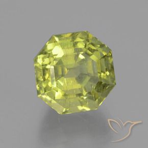 Apatita Verde amarelado Natural 7.63ct, Corte Octógono / Esmeralda, VS-SI