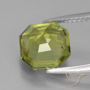 Apatita Verde amarelado Natural 3.41ct, Corte Octógono / Esmeralda, VS