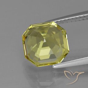 Apatita amarelo médio Natural 4.10ct, Corte Octógono / Esmeralda, VVS-VS