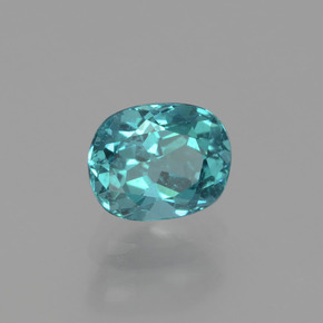 Apatita azul natural 1,27ct, almofada cortada, VS