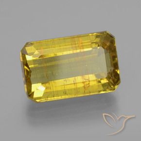 Apatita Outono Amarelo Natural 8.59ct, Corte Octógono / Esmeralda, VS