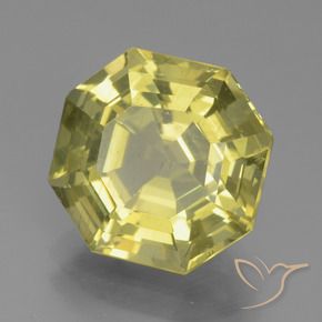 Apatita Milho Amarelo Claro Natural 7.08ct, Corte Octógono / Esmeralda, VS
