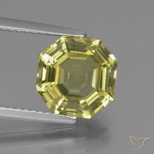 3.33ct Natural amarelo médio Apatita, Corte Esmeralda, VS
