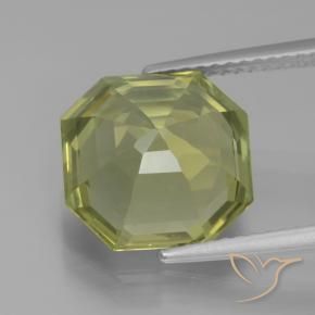 Apatita Verde amarelado Natural 6.27ct, Corte Octógono / Esmeralda, VVS-VS