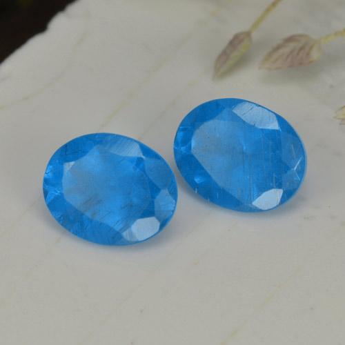 Pedras preciosas de apatita azul natural de 0,75 ct, corte oval, VS-SI