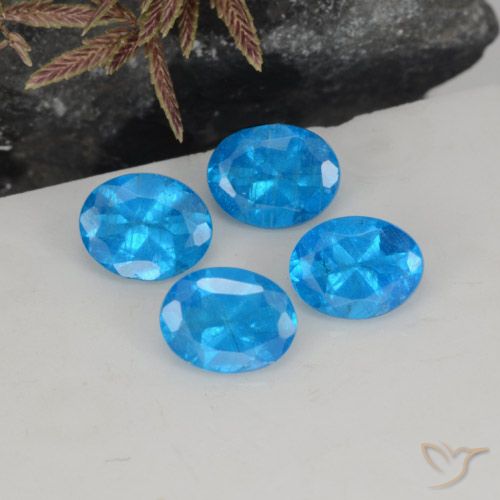 1.45ctw Natural azul intenso Apatita, oval, VS-SI