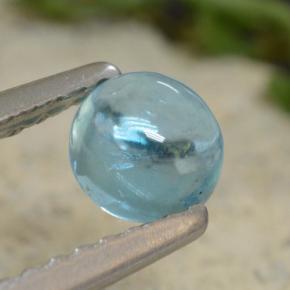 Apatita azul natural 0,47ct, corte redondo, transparente