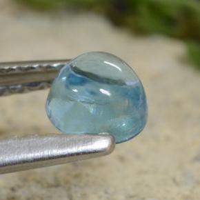 Apatita azul natural 0,47ct, corte redondo, transparente