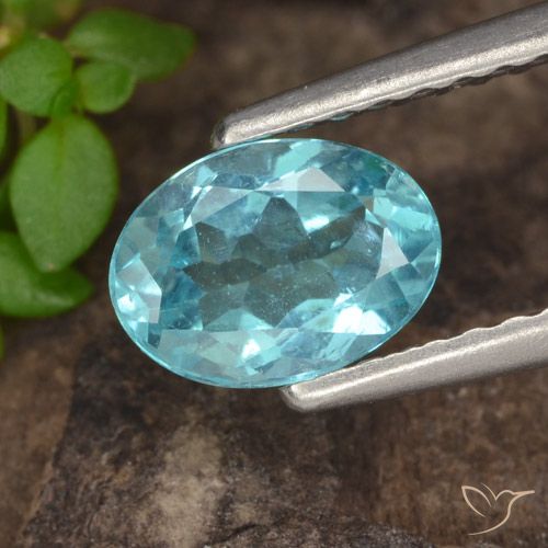 0.82ct Natural Azul claro verde Apatita, oval, VS